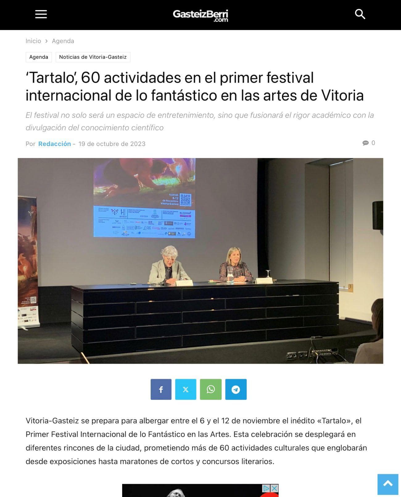 Tartalo, 60 activities in the first international festival of fantastic arts in Vitoria