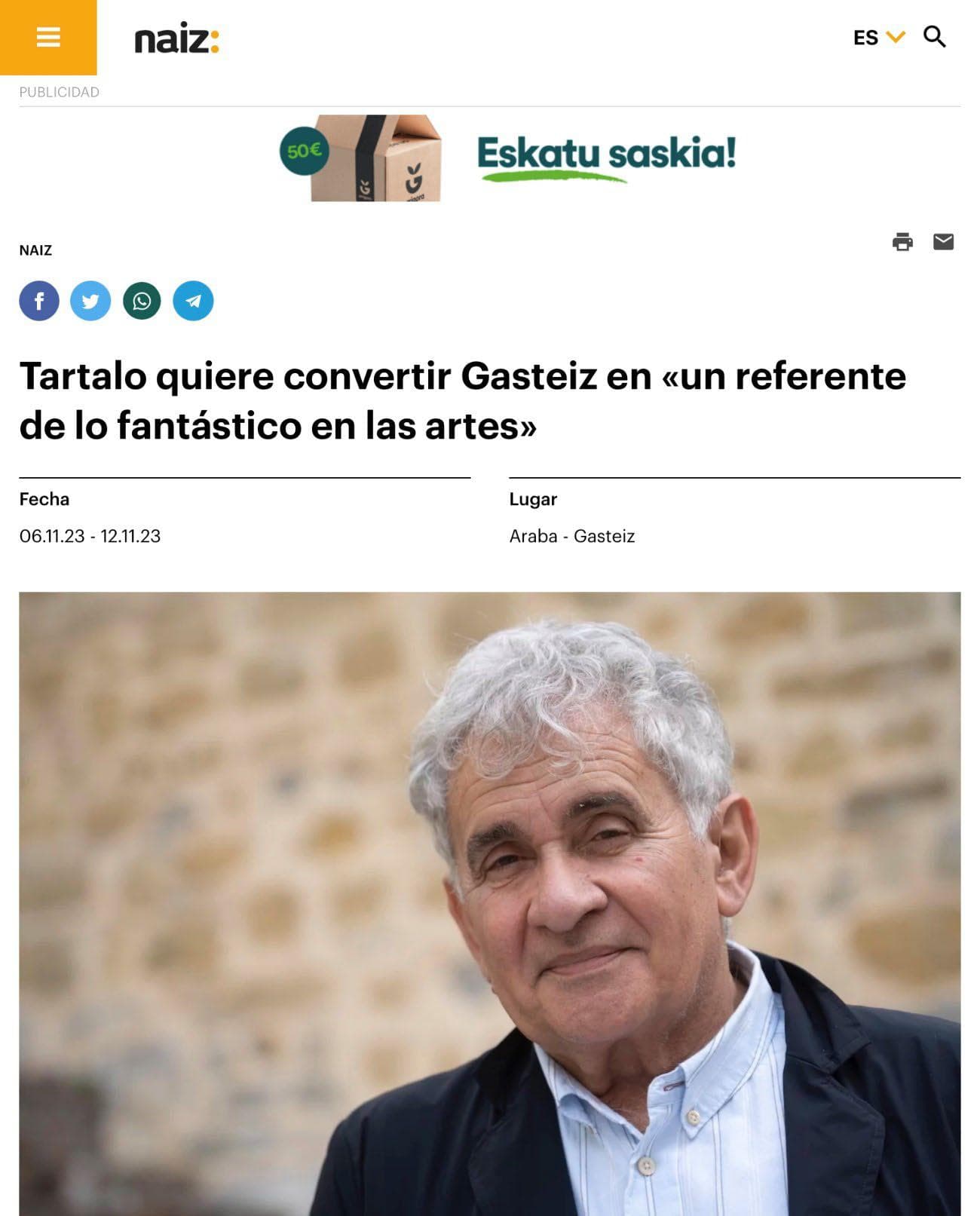 Tartalo aims to make Gasteiz a 'reference point for fantastic arts'