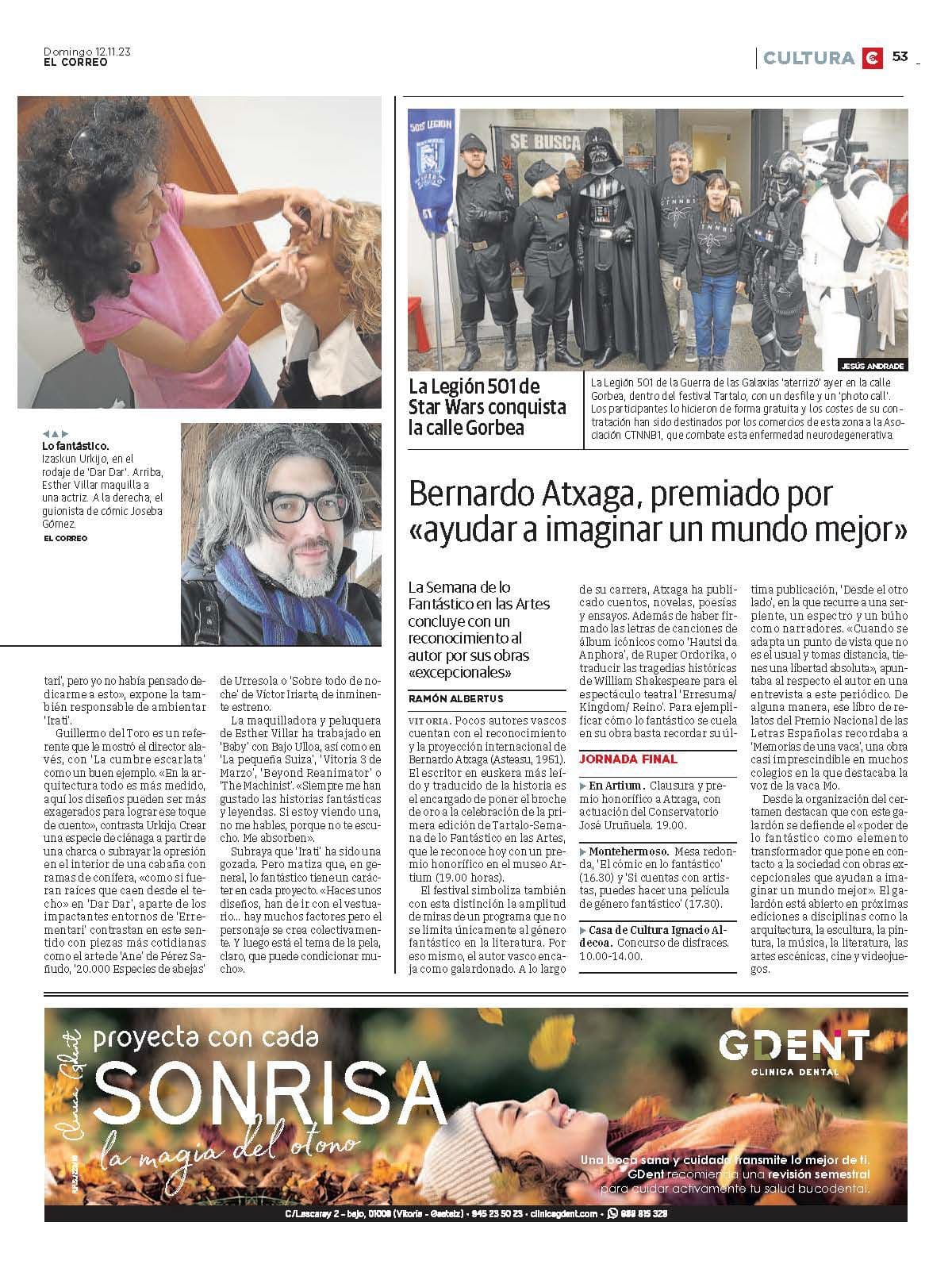 Bernardo Atxaga, premiado por «ayudar a imaginar un mundo mejor»