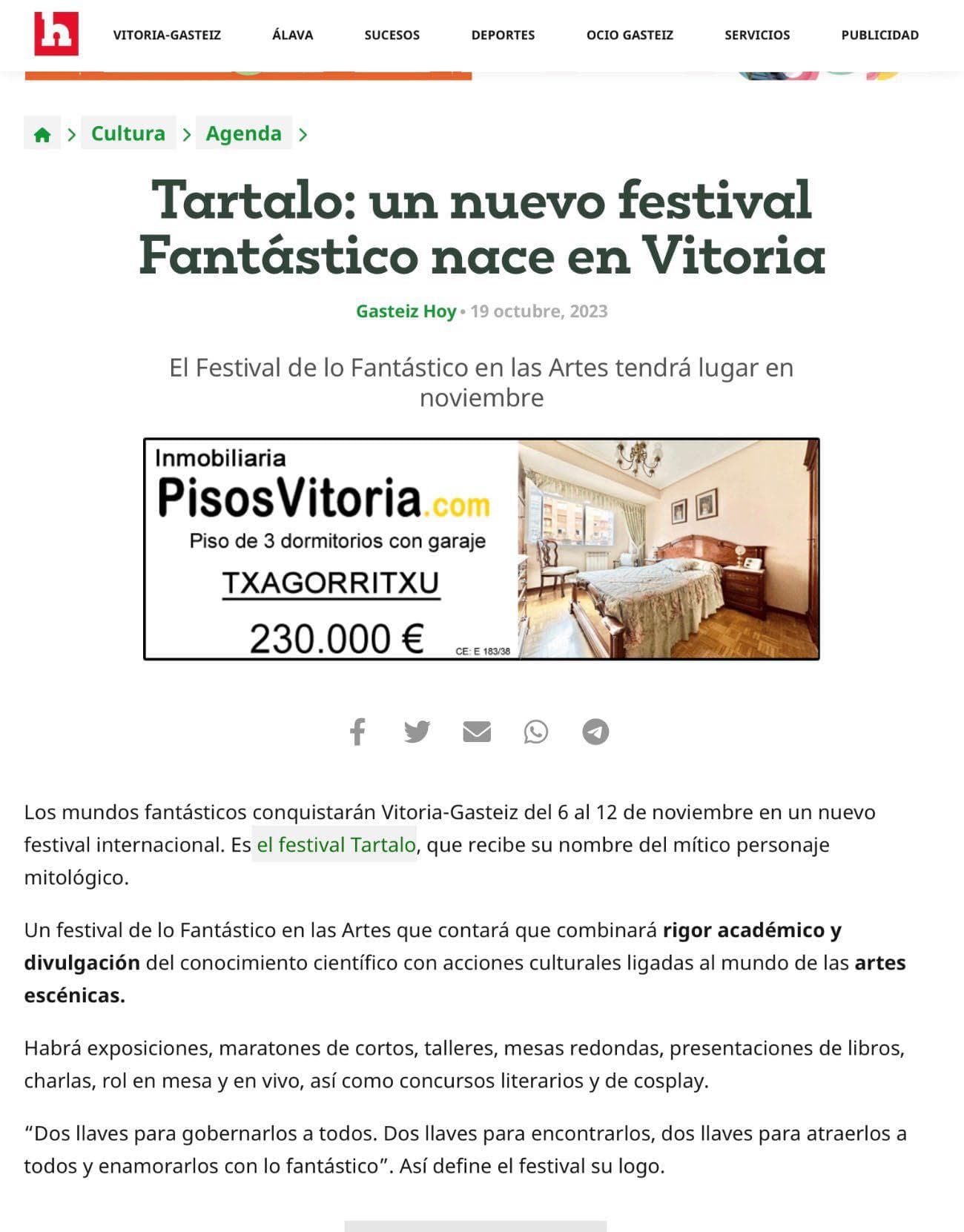 Tartalo: un nuevo festival Fantástico nace en Vitoria