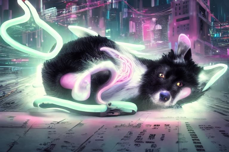 Cyberpunk dog illustration